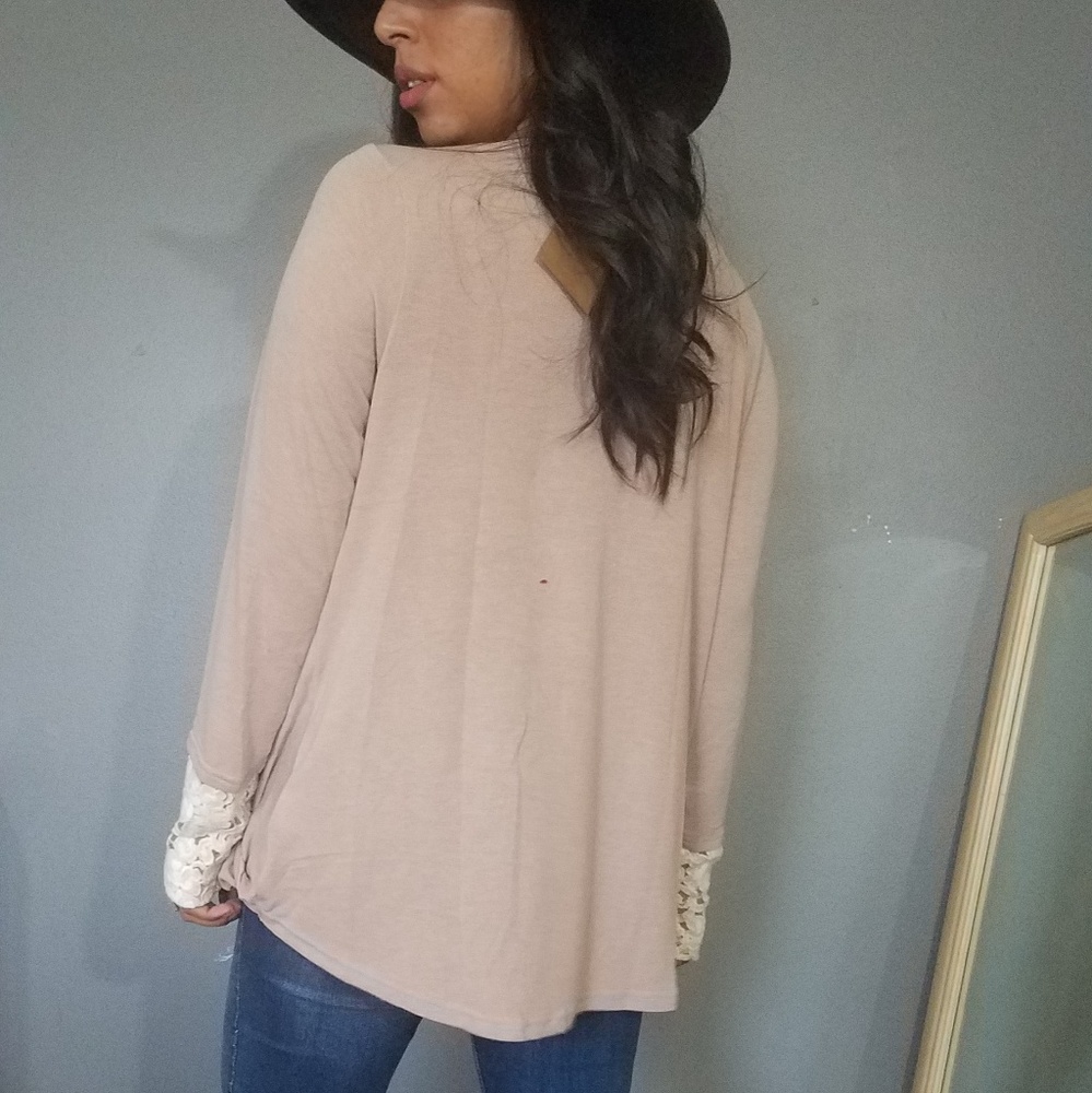 TOUCH OF LACE TAUPE SURPLICE TOP - Picture 4 of 7
